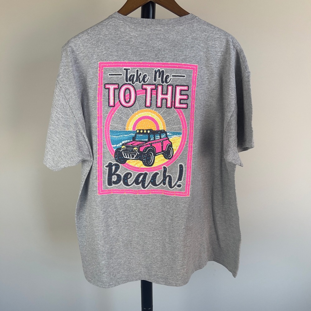 Beach Girl Southern Y'all Grey Take Me To The Beach Graphic T-Shirt XL